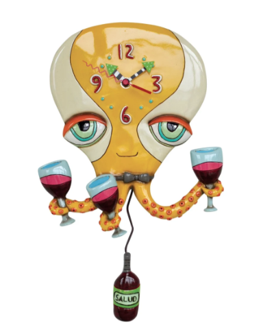 Happy Hour Clock (Octopus w/wine)